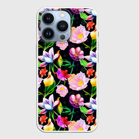 Чехол для iPhone 13 Pro с принтом Разноцветие в Тюмени,  |  | fashion | flower pattern | бабочки | девушкам | зелень | лепестки | лето | листья | маки | марта | нежные | паттерн | пионы | подарок | природа | растения | ромашки | тропики | тропические | узоры | цветочки