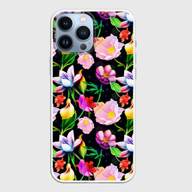 Чехол для iPhone 13 Pro Max с принтом Разноцветие в Тюмени,  |  | fashion | flower pattern | бабочки | девушкам | зелень | лепестки | лето | листья | маки | марта | нежные | паттерн | пионы | подарок | природа | растения | ромашки | тропики | тропические | узоры | цветочки