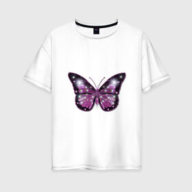 Женская футболка хлопок Oversize с принтом бабочка в Тюмени, 100% хлопок | свободный крой, круглый ворот, спущенный рукав, длина до линии бедер
 | бабочка | бабочка с распахнутыми крыльями | большая большая | большие крылья | крылья | лето | насекомое.