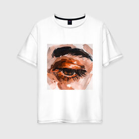 Женская футболка хлопок Oversize с принтом глазное неведение в Тюмени, 100% хлопок | свободный крой, круглый ворот, спущенный рукав, длина до линии бедер
 | брови | бровь | глаз | красивое худи | постель | рисунок | трендовые худи.