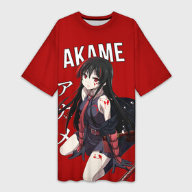 Платье-футболка 3D с принтом Убийца Акаме на красном фоне в Тюмени,  |  | akame | akame ga kill | anime | ga | japan | kill | акаме | акамэ | анимация | аниме | мультсериал | мультфильм | сериал | япония