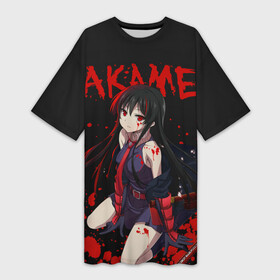 Платье-футболка 3D с принтом Убийца Акаме на черно красно фоне в Тюмени,  |  | akame | akame ga kill | anime | ga | japan | kill | акаме | акамэ | анимация | аниме | мультсериал | мультфильм | сериал | япония