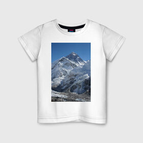 Детская футболка хлопок с принтом Эверест в Тюмени, 100% хлопок | круглый вырез горловины, полуприлегающий силуэт, длина до линии бедер | вершина | возвышеность | гора | холм | эверест