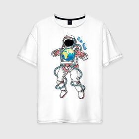 Женская футболка хлопок Oversize с принтом Elon Musk в Тюмени, 100% хлопок | свободный крой, круглый ворот, спущенный рукав, длина до линии бедер
 | astronaut | celebrity | cosmonaut | cosmos | genius | gloves | planet | space | spacesuit | гений | знаменитость | космонавт | космос | перчатки | планета | скафандр