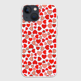 Чехол для iPhone 13 mini с принтом Сердечки паттерн в Тюмени,  |  | cute | love is | valentines day | you | алые | валентина | влюбленные | девушке | день рождения | дружба | жена | лучшая | любимая | люблю | любовь | мама | марта | милые | нежные | подарок | свадьба | серде | сердца