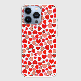 Чехол для iPhone 13 Pro с принтом Сердечки паттерн в Тюмени,  |  | cute | love is | valentines day | you | алые | валентина | влюбленные | девушке | день рождения | дружба | жена | лучшая | любимая | люблю | любовь | мама | марта | милые | нежные | подарок | свадьба | серде | сердца