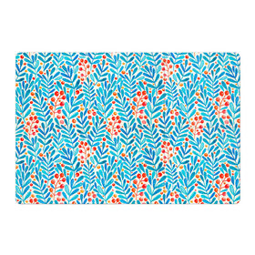 Магнитный плакат 3Х2 с принтом Узор ягоды и листья в Тюмени, Полимерный материал с магнитным слоем | 6 деталей размером 9*9 см | Тематика изображения на принте: акварельный | листья | патерн | повседневный | природа | узор | ягоды