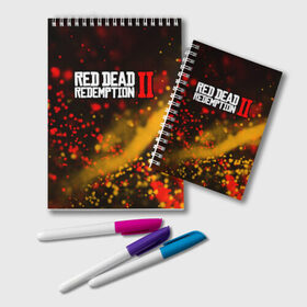 Блокнот с принтом RED DEAD REDEMPTION 2 в Тюмени, 100% бумага | 48 листов, плотность листов — 60 г/м2, плотность картонной обложки — 250 г/м2. Листы скреплены удобной пружинной спиралью. Цвет линий — светло-серый
 | dead | game | games | logo | rdr | rdr2 | red | red dead redemption 2 | redemption | дед | игра | игры | лого | логотип | логотипы | рдр | рдр2 | ред | редемпшен | редемпшн | символ | символы