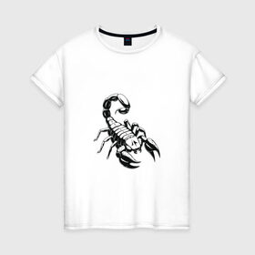 Женская футболка хлопок с принтом sсorpio,скорпион в Тюмени, 100% хлопок | прямой крой, круглый вырез горловины, длина до линии бедер, слегка спущенное плечо | sсorpio | артхаус | скорпион | черное на белом