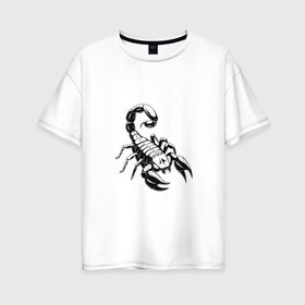 Женская футболка хлопок Oversize с принтом sсorpio,скорпион в Тюмени, 100% хлопок | свободный крой, круглый ворот, спущенный рукав, длина до линии бедер
 | sсorpio | артхаус | скорпион | черное на белом