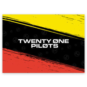 Поздравительная открытка с принтом TWENTY ONE PILOTS / 21 PILOTS в Тюмени, 100% бумага | плотность бумаги 280 г/м2, матовая, на обратной стороне линовка и место для марки
 | logo | music | one | pilots | rock | symbol | top | twenty | twentyonepilots | ван | группа | лого | логотип | логотипы | музыка | пилотс | рок | символ | символы | твенти | топ