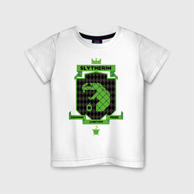 Детская футболка хлопок с принтом Slytherin в Тюмени, 100% хлопок | круглый вырез горловины, полуприлегающий силуэт, длина до линии бедер | harry potter | slytherin | vdzabma | гарри поттер | слизерин