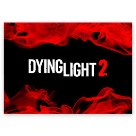 Поздравительная открытка с принтом DYING LIGHT 2 / ДАИНГ ЛАЙТ в Тюмени, 100% бумага | плотность бумаги 280 г/м2, матовая, на обратной стороне линовка и место для марки
 | dying | dying light 2 | dyinglight 2 | dyinglight2 | game | games | horror | light | survival | zombie | выживание | даинг | даинг лайт 2 | даинглайт 2 | даинглайт2 | зомби | игра | игры | лайт | лого | логотип | логотипы | свет | символ | символы