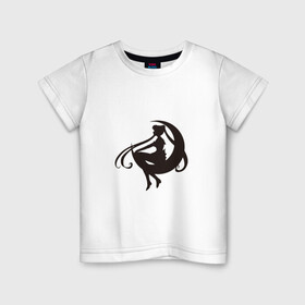 Детская футболка хлопок с принтом Тень воина луны в Тюмени, 100% хлопок | круглый вырез горловины, полуприлегающий силуэт, длина до линии бедер | Тематика изображения на принте: арт | вектор | луна | ночь | рисунок | сейлор мун | тёмный | тень | чёрный