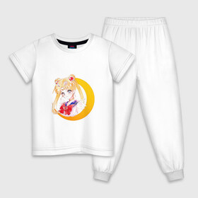 Детская пижама хлопок с принтом Сейлор Мун в Тюмени, 100% хлопок |  брюки и футболка прямого кроя, без карманов, на брюках мягкая резинка на поясе и по низу штанин
 | арт | девушка | нео королева серенити | рисунок | сейлор мун | усаги цукино