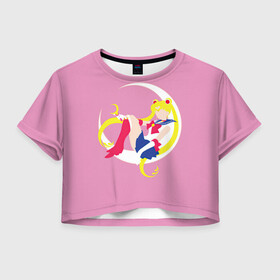 Женская футболка Crop-top 3D с принтом Сейлор мун в Тюмени, 100% полиэстер | круглая горловина, длина футболки до линии талии, рукава с отворотами | арт | вектор | девушка | нео королева серенити | рисунок | сейлор мун | усаги цукино