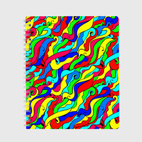 Тетрадь с принтом Красочные узоры/абстракционизм в Тюмени, 100% бумага | 48 листов, плотность листов — 60 г/м2, плотность картонной обложки — 250 г/м2. Листы скреплены сбоку удобной пружинной спиралью. Уголки страниц и обложки скругленные. Цвет линий — светло-серый
 | abstract | art | neon | pattern | аниме | анимешные | арт | брызги | ван гог | волны | восточный | змеи | искусство | картина | кислотный | краска | краски | море | мысли | неоновые | радуга | радужные | разноцветные