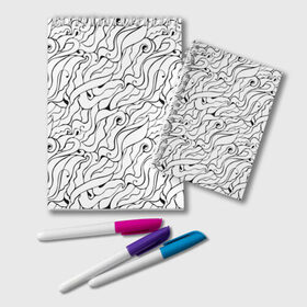Блокнот с принтом Черно-белые узоры в Тюмени, 100% бумага | 48 листов, плотность листов — 60 г/м2, плотность картонной обложки — 250 г/м2. Листы скреплены удобной пружинной спиралью. Цвет линий — светло-серый
 | Тематика изображения на принте: abstract | art | pattern | абстракционизм | абстракция | аниме | арт | брызги | волны | восточный | граффити | змеи | инь янь | искусство | кружево | линии | море | паттерн | текстура | тучи | узор | хавитки | черви