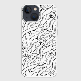 Чехол для iPhone 13 mini с принтом Черно белые узоры в Тюмени,  |  | abstract | art | pattern | абстракционизм | абстракция | аниме | арт | брызги | волны | восточный | граффити | змеи | инь янь | искусство | кружево | линии | море | паттерн | текстура | тучи | узор | хавитки | черви