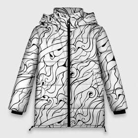 Женская зимняя куртка 3D с принтом Черно-белые узоры в Тюмени, верх — 100% полиэстер; подкладка — 100% полиэстер; утеплитель — 100% полиэстер | длина ниже бедра, силуэт Оверсайз. Есть воротник-стойка, отстегивающийся капюшон и ветрозащитная планка. 

Боковые карманы с листочкой на кнопках и внутренний карман на молнии | abstract | art | pattern | абстракционизм | абстракция | аниме | арт | брызги | волны | восточный | граффити | змеи | инь янь | искусство | кружево | линии | море | паттерн | текстура | тучи | узор | хавитки | черви