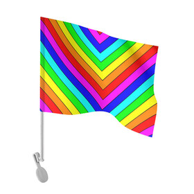 Флаг для автомобиля с принтом Rainbow Stripes в Тюмени, 100% полиэстер | Размер: 30*21 см | geometry | gradient | neon | геометрические | градиент | детям | кислота | кислотный | конус | красочный | линии | неоновые | пирамида | полоска | полосы | радуга | радужный | разноцветные | сочный | треугольники