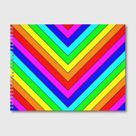 Альбом для рисования с принтом Rainbow Stripes в Тюмени, 100% бумага
 | матовая бумага, плотность 200 мг. | Тематика изображения на принте: geometry | gradient | neon | геометрические | градиент | детям | кислота | кислотный | конус | красочный | линии | неоновые | пирамида | полоска | полосы | радуга | радужный | разноцветные | сочный | треугольники
