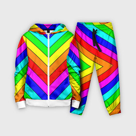 Детский костюм 3D с принтом Rainbow Stripes в Тюмени,  |  | geometry | gradient | neon | геометрические | градиент | детям | кислота | кислотный | конус | красочный | линии | неоновые | пирамида | полоска | полосы | радуга | радужный | разноцветные | сочный | треугольники