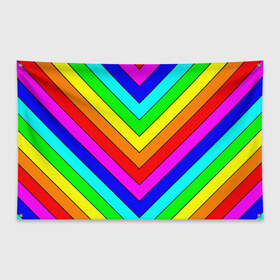Флаг-баннер с принтом Rainbow Stripes в Тюмени, 100% полиэстер | размер 67 х 109 см, плотность ткани — 95 г/м2; по краям флага есть четыре люверса для крепления | geometry | gradient | neon | геометрические | градиент | детям | кислота | кислотный | конус | красочный | линии | неоновые | пирамида | полоска | полосы | радуга | радужный | разноцветные | сочный | треугольники