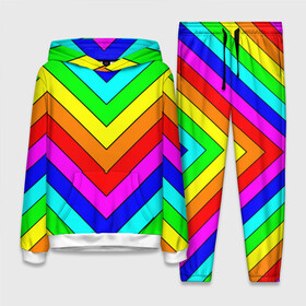 Женский костюм 3D (с толстовкой) с принтом Rainbow Stripes в Тюмени,  |  | geometry | gradient | neon | геометрические | градиент | детям | кислота | кислотный | конус | красочный | линии | неоновые | пирамида | полоска | полосы | радуга | радужный | разноцветные | сочный | треугольники