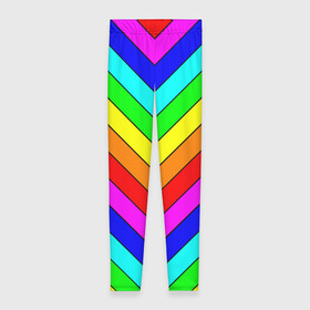 Леггинсы 3D с принтом Rainbow Stripes в Тюмени, 80% полиэстер, 20% эластан | Эластичный пояс, зауженные к низу, низкая посадка | geometry | gradient | neon | геометрические | градиент | детям | кислота | кислотный | конус | красочный | линии | неоновые | пирамида | полоска | полосы | радуга | радужный | разноцветные | сочный | треугольники