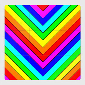 Магнитный плакат 3Х3 с принтом Rainbow Stripes в Тюмени, Полимерный материал с магнитным слоем | 9 деталей размером 9*9 см | geometry | gradient | neon | геометрические | градиент | детям | кислота | кислотный | конус | красочный | линии | неоновые | пирамида | полоска | полосы | радуга | радужный | разноцветные | сочный | треугольники