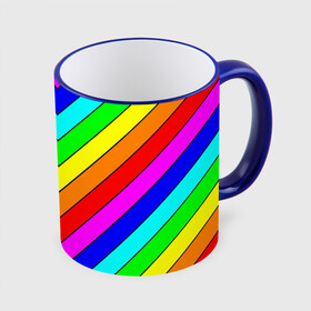 Кружка с полной запечаткой с принтом Rainbow Stripes в Тюмени, керамика | ёмкость 330 мл | geometry | gradient | neon | геометрические | градиент | детям | кислота | кислотный | конус | красочный | линии | неоновые | пирамида | полоска | полосы | радуга | радужный | разноцветные | сочный | треугольники