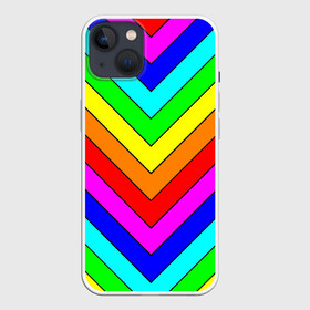 Чехол для iPhone 13 с принтом Rainbow Stripes в Тюмени,  |  | geometry | gradient | neon | геометрические | градиент | детям | кислота | кислотный | конус | красочный | линии | неоновые | пирамида | полоска | полосы | радуга | радужный | разноцветные | сочный | треугольники