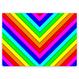 Поздравительная открытка с принтом Rainbow Stripes в Тюмени, 100% бумага | плотность бумаги 280 г/м2, матовая, на обратной стороне линовка и место для марки
 | geometry | gradient | neon | геометрические | градиент | детям | кислота | кислотный | конус | красочный | линии | неоновые | пирамида | полоска | полосы | радуга | радужный | разноцветные | сочный | треугольники