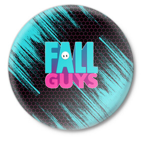 Значок с принтом ФОЛЛ ГАЙС в Тюмени,  металл | круглая форма, металлическая застежка в виде булавки | fall | fall guys | fall guys: ultimate knockout. | fallguys | guys | knockout | ultimate | гайс | фалл | фол | фолгайс | фолл | фоллгайс