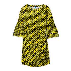 Детское платье 3D с принтом Хаффлпафф паттерн в Тюмени, 100% полиэстер | прямой силуэт, чуть расширенный к низу. Круглая горловина, на рукавах — воланы | harry potter | hufflepuff | vdzabma | гарри поттер | пуффендуй | хаффлпафф
