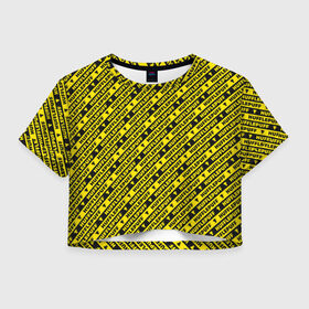 Женская футболка Crop-top 3D с принтом Хаффлпафф паттерн в Тюмени, 100% полиэстер | круглая горловина, длина футболки до линии талии, рукава с отворотами | harry potter | hufflepuff | vdzabma | гарри поттер | пуффендуй | хаффлпафф