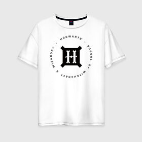 Женская футболка хлопок Oversize с принтом Хогвартс в Тюмени, 100% хлопок | свободный крой, круглый ворот, спущенный рукав, длина до линии бедер
 | harry potter | hogwarts | vdzabma | гарри поттер | хогвартс