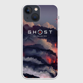 Чехол для iPhone 13 mini с принтом Ghost of Tsushima в Тюмени,  |  | ghost of tsushima | игра | лава | облака | природа | рисунок | япония