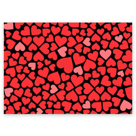 Поздравительная открытка с принтом Сердца в Тюмени, 100% бумага | плотность бумаги 280 г/м2, матовая, на обратной стороне линовка и место для марки
 | i love you | love | любовь | сердечки | сердца | чувства | я тебя люблю