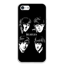 Чехол для iPhone 5/5S матовый с принтом THE BEATLES в Тюмени, Силикон | Область печати: задняя сторона чехла, без боковых панелей | Тематика изображения на принте: англия | гитара | коллектив | легенды | музыка