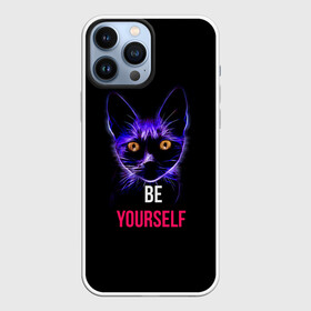 Чехол для iPhone 13 Pro Max с принтом Кот в Тюмени,  |  | be yourself | cat | будь собой | кот | котик | кошечка | питомец | чёрный кот