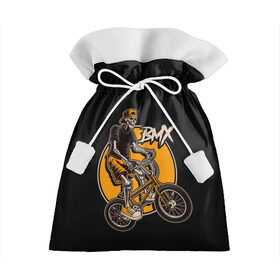Подарочный 3D мешок с принтом BMX в Тюмени, 100% полиэстер | Размер: 29*39 см | bicycle | bmx | skull | sport | x games | велик | велосипед | велоспорт | скелет | череп | экстремальный спорт