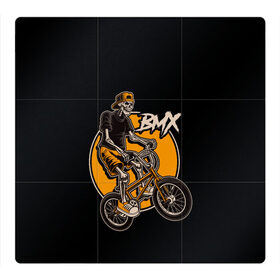 Магнитный плакат 3Х3 с принтом BMX в Тюмени, Полимерный материал с магнитным слоем | 9 деталей размером 9*9 см | bicycle | bmx | skull | sport | x games | велик | велосипед | велоспорт | скелет | череп | экстремальный спорт