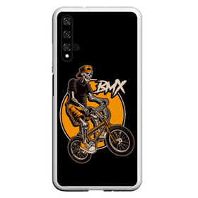 Чехол для Honor 20 с принтом BMX в Тюмени, Силикон | Область печати: задняя сторона чехла, без боковых панелей | bicycle | bmx | skull | sport | x games | велик | велосипед | велоспорт | скелет | череп | экстремальный спорт