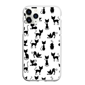Чехол для iPhone 11 Pro Max матовый с принтом КОШКИ ЧЕРНОЕ НА БЕЛОМ в Тюмени, Силикон |  | Тематика изображения на принте: cat | pussy | домашние | кис кис | коты | котэ | кошки | лапки | мяу | паттерн | усы | хвост | черно белое