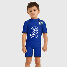 Детский купальный костюм 3D с принтом Челси форма 20 21 в Тюмени, Полиэстер 85%, Спандекс 15% | застежка на молнии на спине | cfc. | chelsea | англия | апл | аристократы | форма | футбол | челси