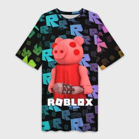 Платье-футболка 3D с принтом ROBLOX PIGGY   СВИНКА ПИГГИ в Тюмени,  |  | pig | piggy | roblox | игра | компьютерная игра | логотип | онлайн | онлайн игра | пигги | поросенок | роблакс | роблокс | свинка | свинья