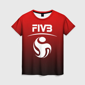 Женская футболка 3D с принтом FIVB ВОЛЕЙБОЛ в Тюмени, 100% полиэфир ( синтетическое хлопкоподобное полотно) | прямой крой, круглый вырез горловины, длина до линии бедер | fivb | voleybal | volleyball | волебол | волейбол | волейбола | волейболист | волейболистка | воллейбол | международная | федерация | фивб