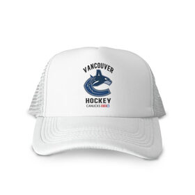 Кепка тракер с сеткой с принтом VANCOUVER CANUCKS NHL в Тюмени, трикотажное полотно; задняя часть — сетка | длинный козырек, универсальный размер, пластиковая застежка | canada | canucks | hockey | nhl | sport | usa | vancouver | акула | ванкувер | канада | кэнакс | логотип | нхл | спорт | хоккей | челюсти